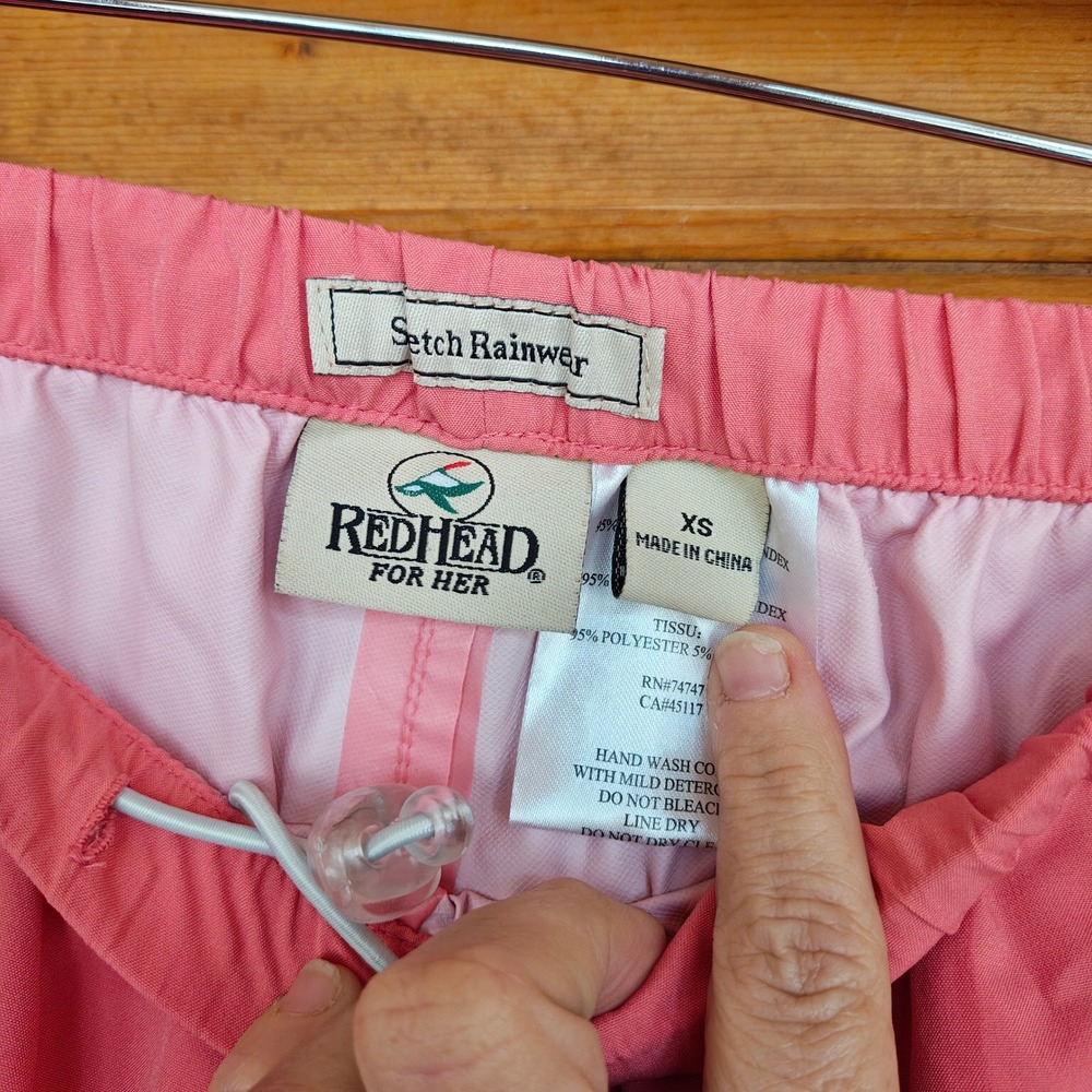 Redhead for Her Pink Rainwear Pants Straight Pull On Stretch Waterproof XS x 30" - Picture 6 of 9